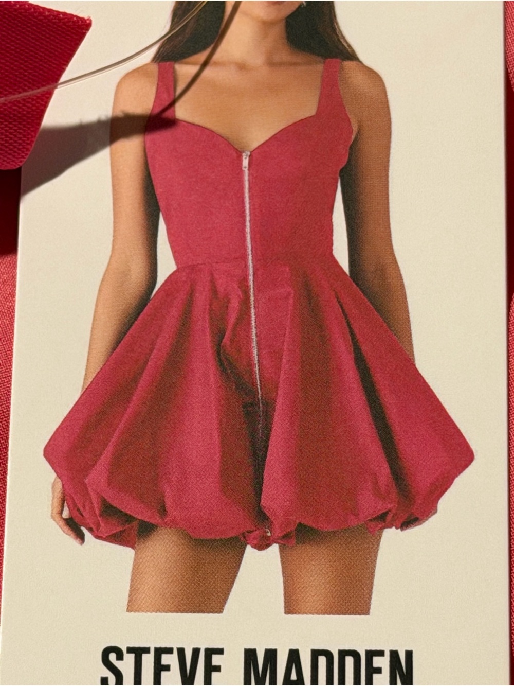 Steve Madden Raspberry Zip-Front Sweetheart Mini Dress - Picture 15 of 16